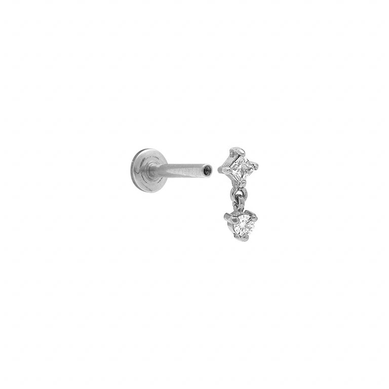 Hvit zirkoniumoksid piercing – Sølvstål | Azulin view 2