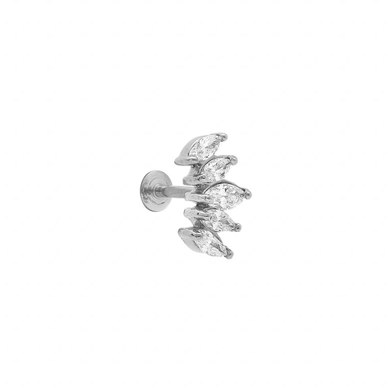 Piercing din oxid de zirconiu alb – Silver Steel | Azulin