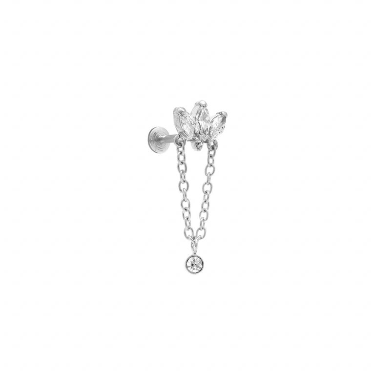 Hvit zirkoniumoksid piercing – Sølvstål | Azulin