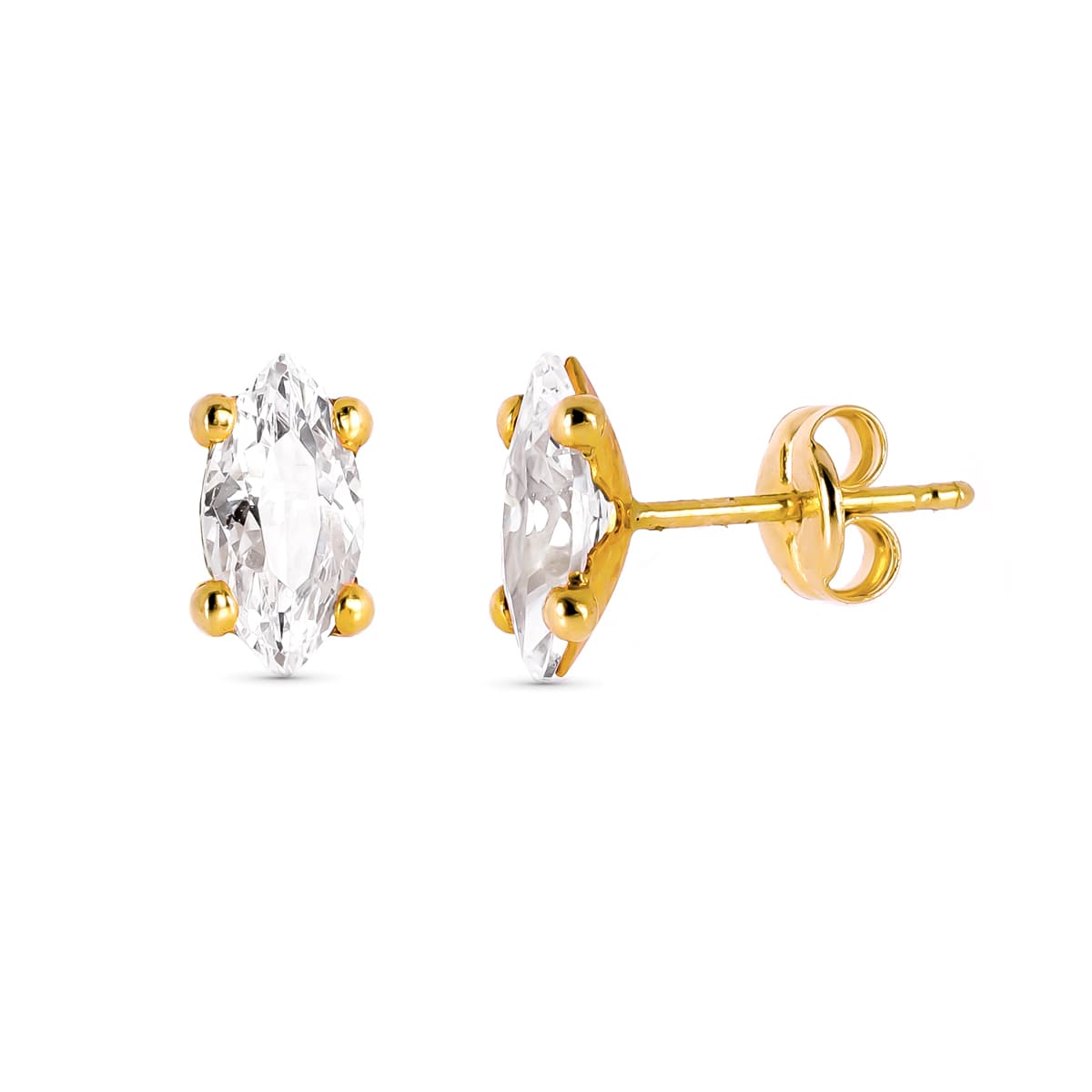 Boucles d'oreilles Or Jaune 9K Griffes de Pierre 12X6 mm Fermoir Poussettes Papillon