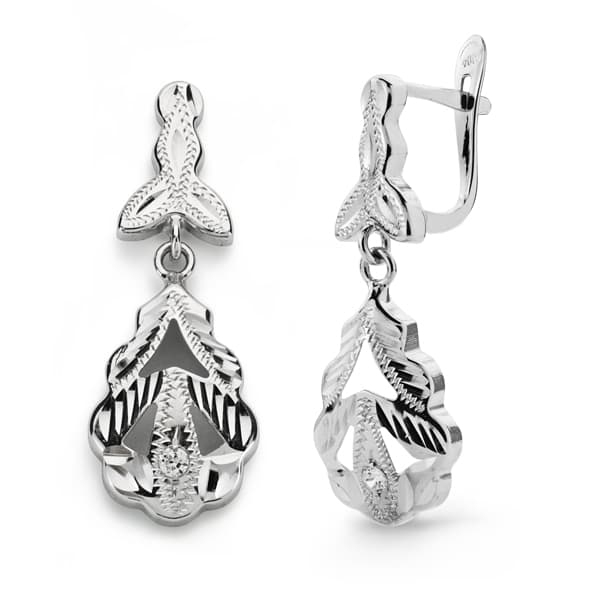 Cubaanse oorbellen 18K witgoud 26X10 mm Catalaanse sluiting