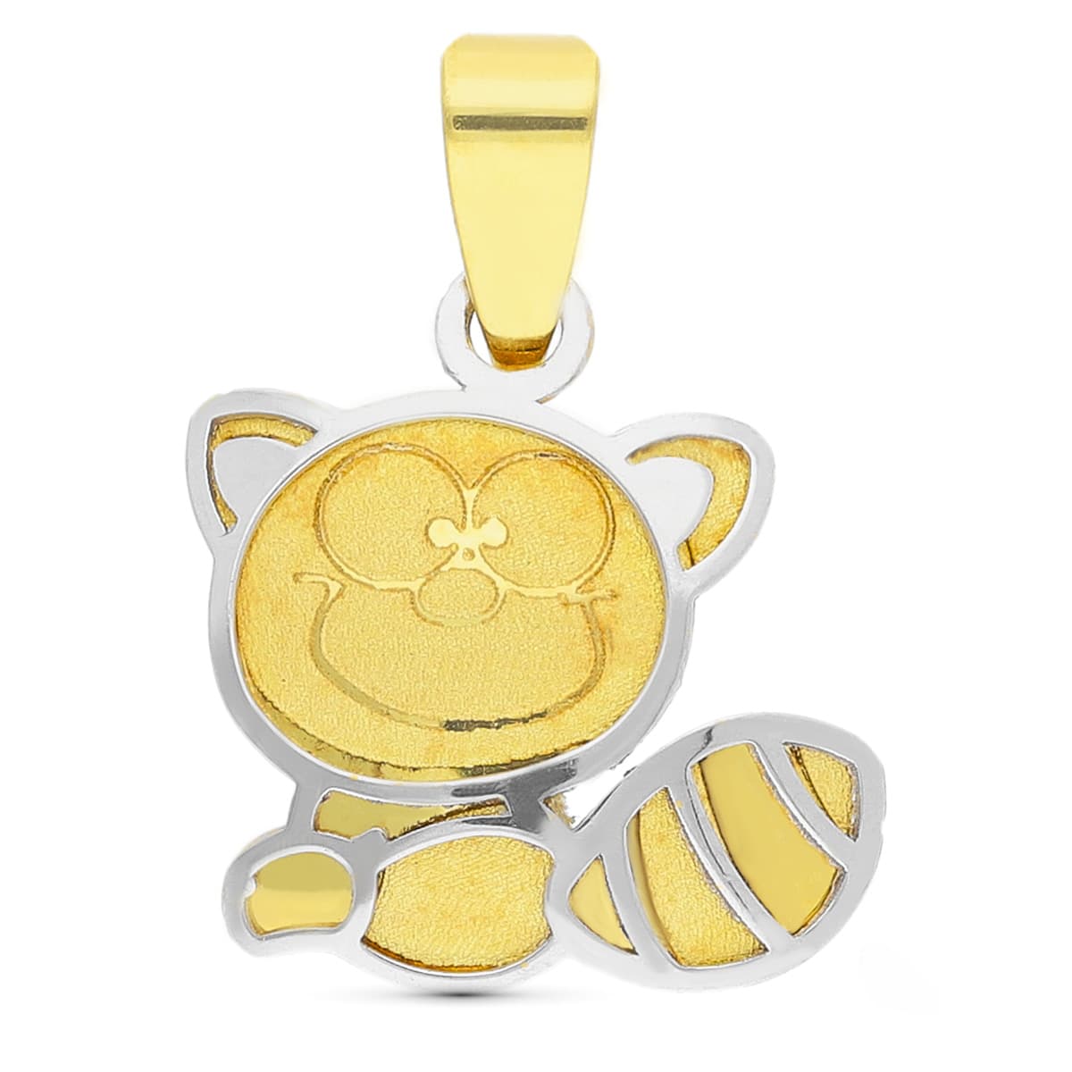 Pendentif Raton Laveur en Or Bicolore 18K 11X10 mm