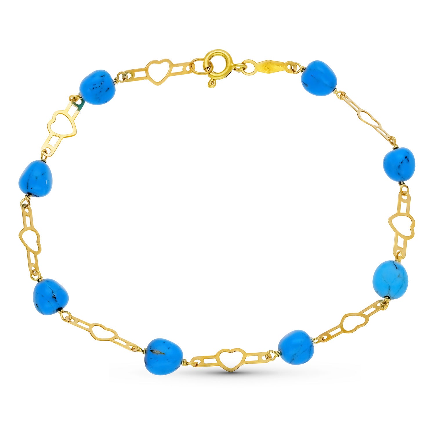 Pulsera Estampada Turquesa 18K 19 Cm