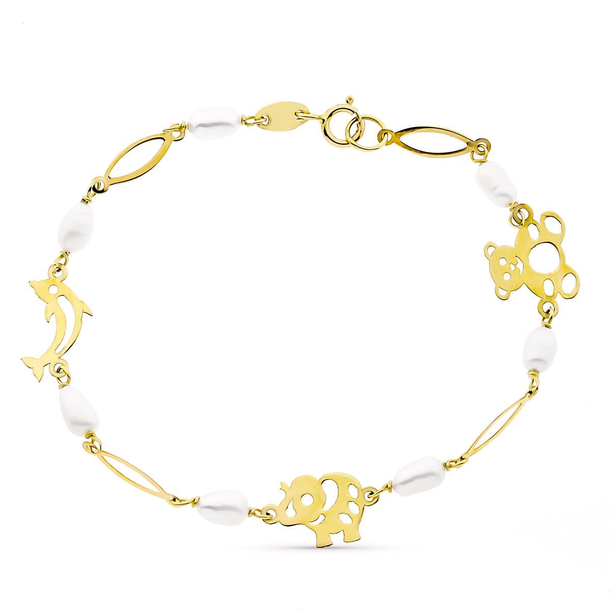 18K Bracelet Perle en Or 17 Cm.