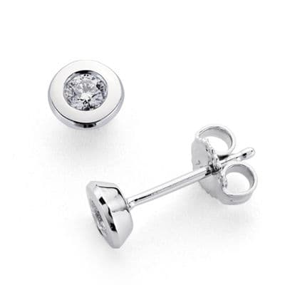 Øreringe i 18K hvidguld Naturlige diamanter Si-h brillant snit 0,200 Cts Størrelse: 5MM Snap lukning