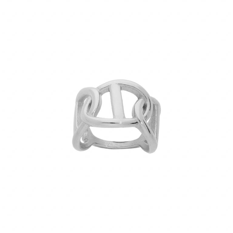 Ring met koffieboonmotief in staal, vooraanzicht