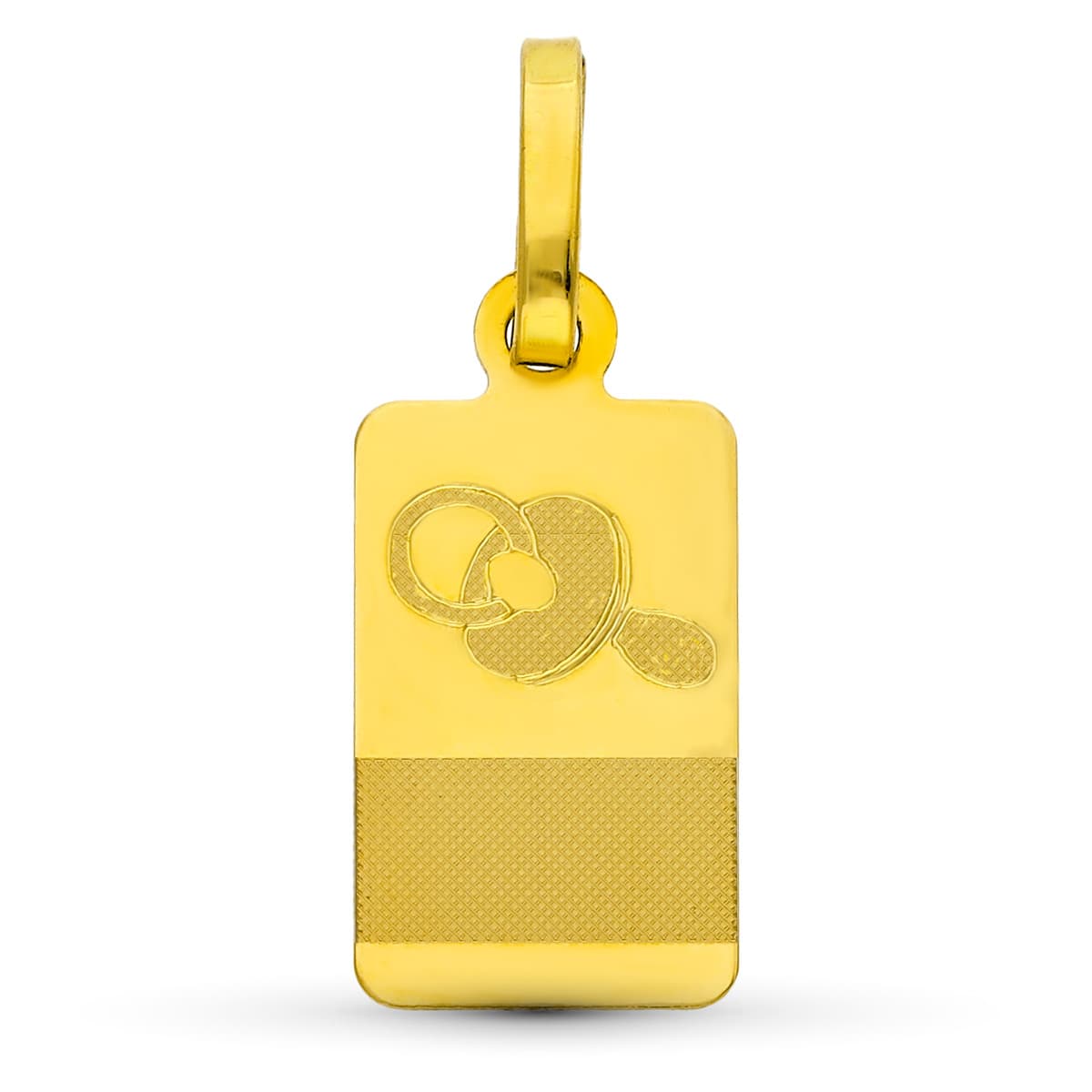 Ciuccio Bimbo Targhetta Oro Giallo 18K 16X8 mm