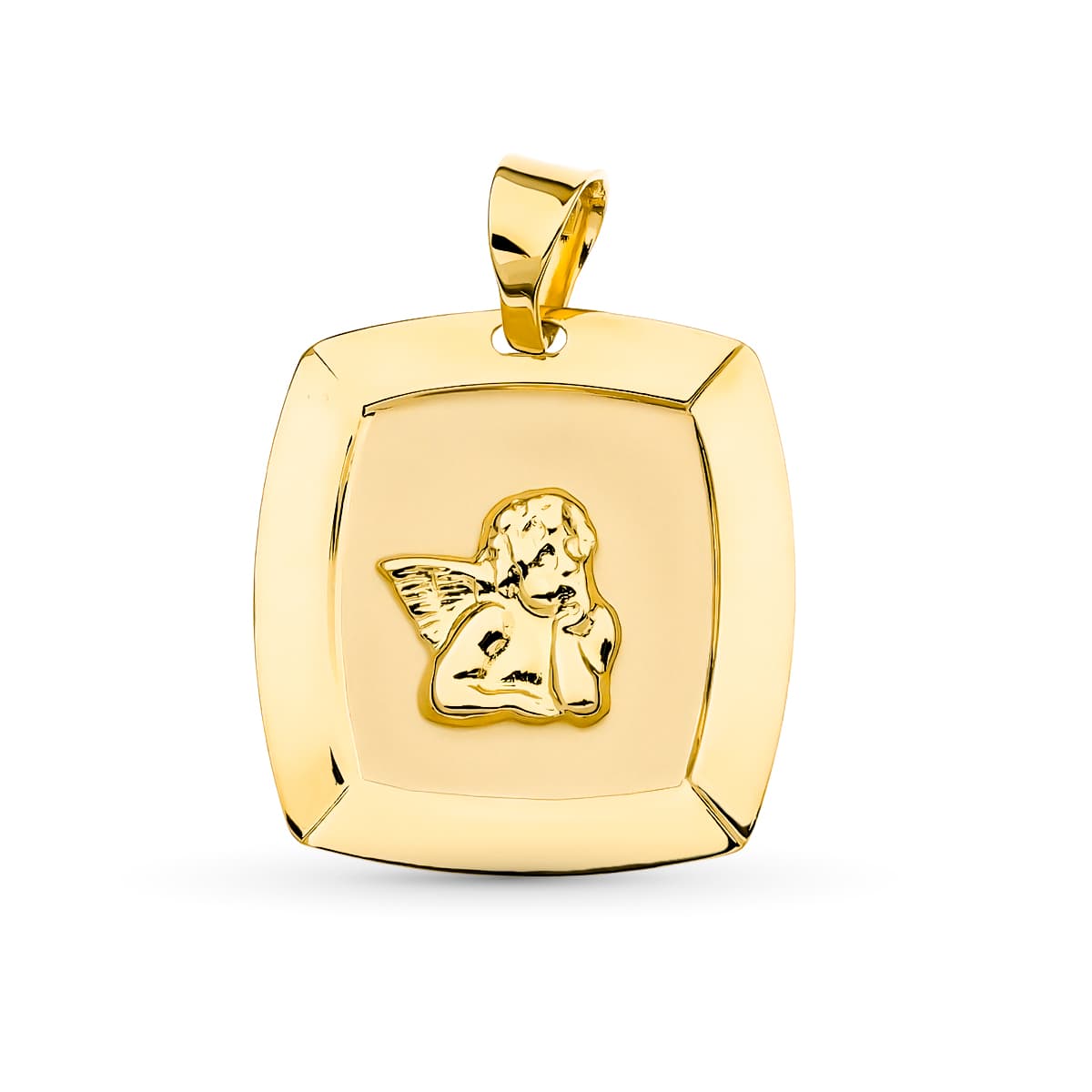 18K gult gull Burlon Laser Angel Locket 19X18 mm