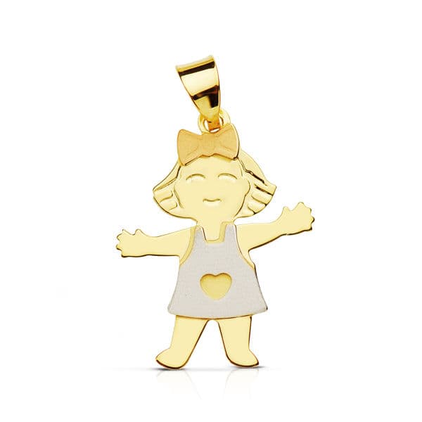 Pingente Menina Tricolor em Ouro 18K 21 X 16 mm