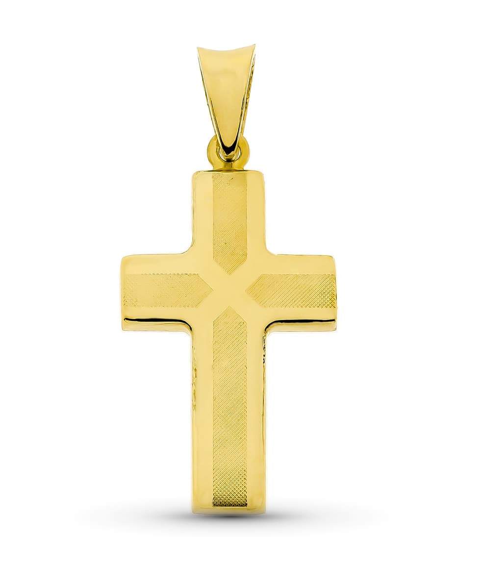 Croix en Or Blanc 18K avec Zircone 32X17 mm