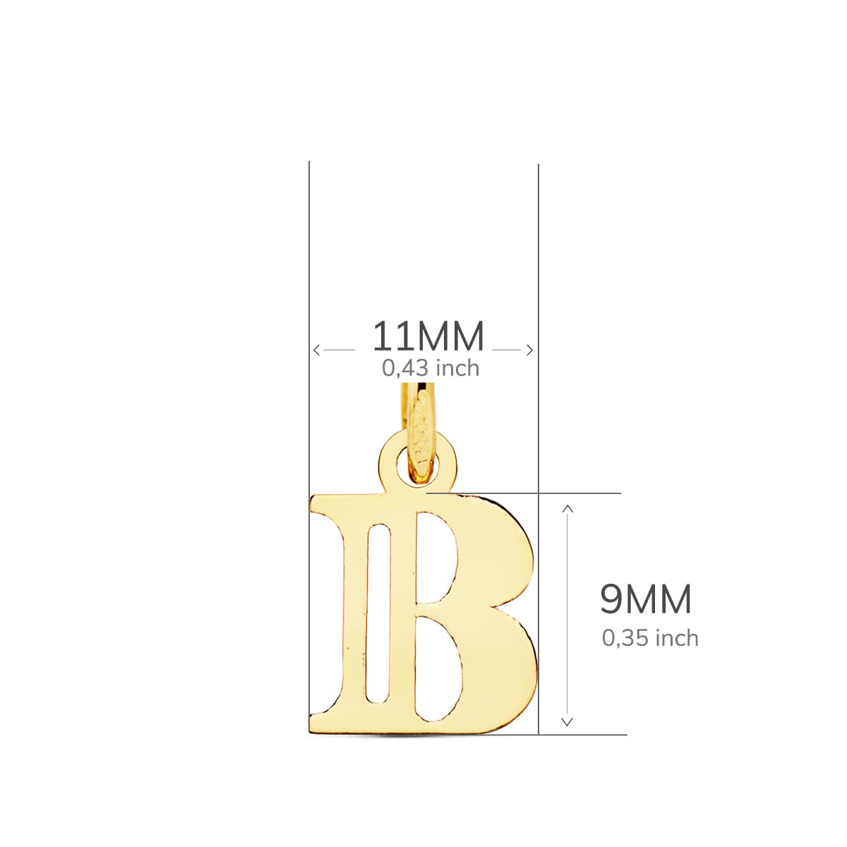 Pendentif Or Jaune 18K Initial "b" 11X9 mm