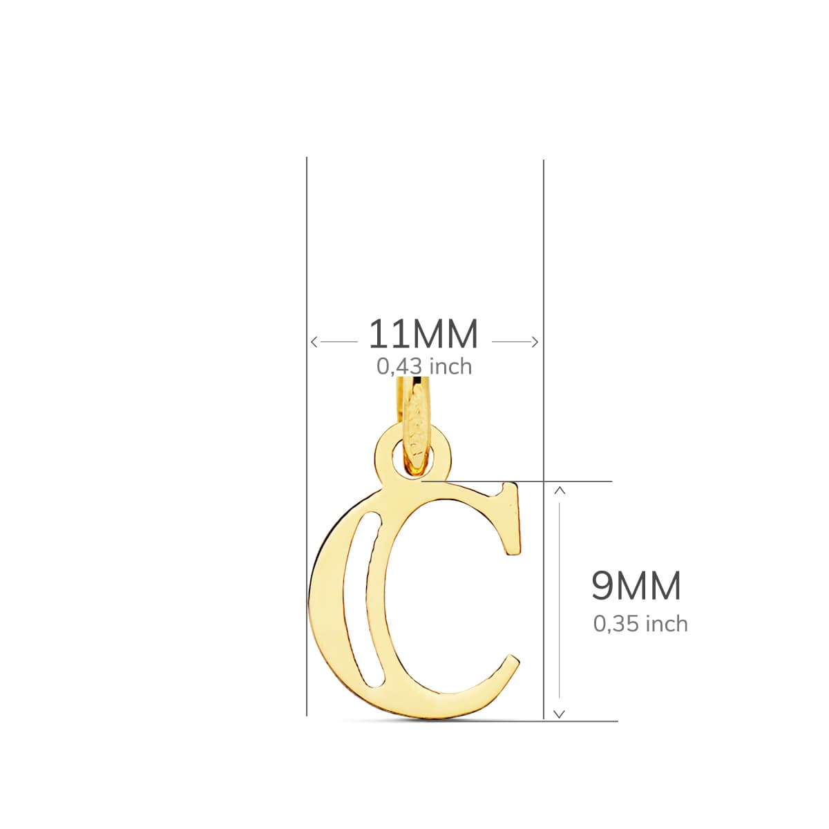 Pendentif Or Jaune 18K Initial "c" 11X9 mm