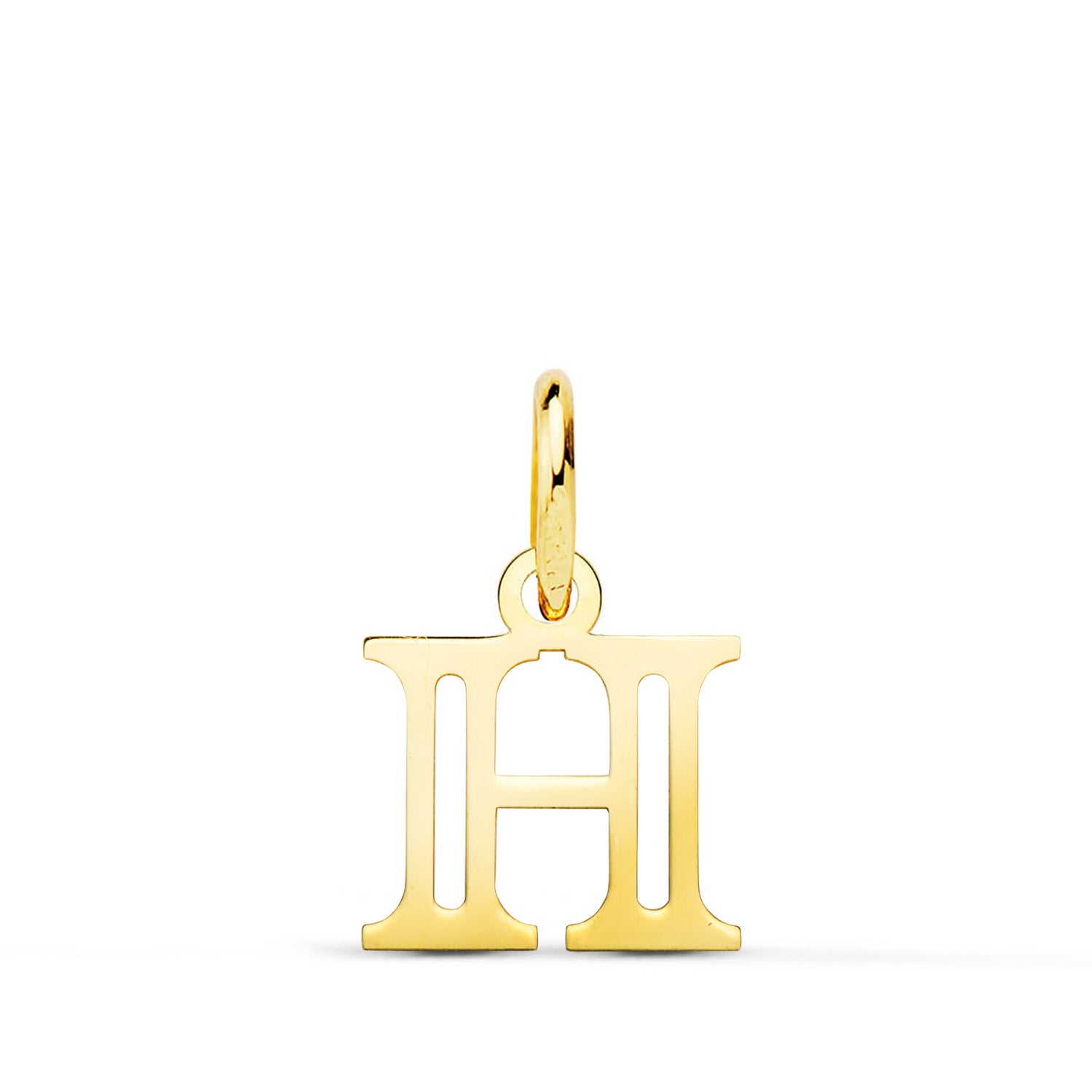 18K geelgouden hanger met letter "h" Afmeting: 11 x 10 mm