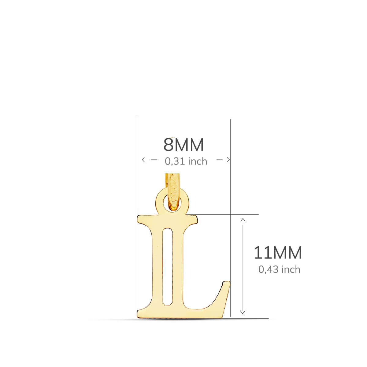 Pendentif Or Jaune 18K Initial "l" 11X8 mm