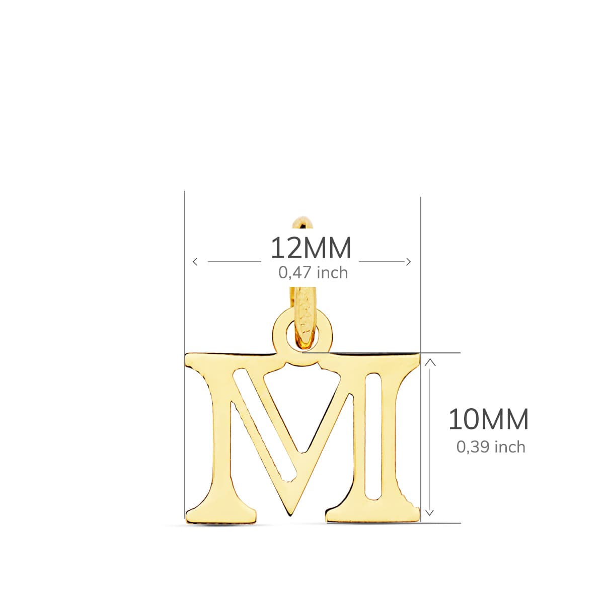 18K Gulguld Vedhæng Initial "m" 12X10 mm