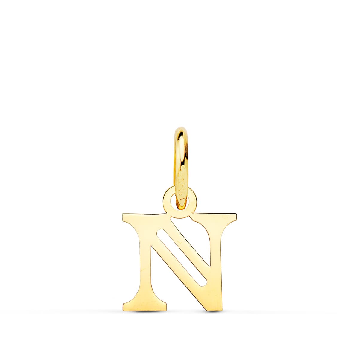 18K gult guld Initial "n" hänge 11X10 mm