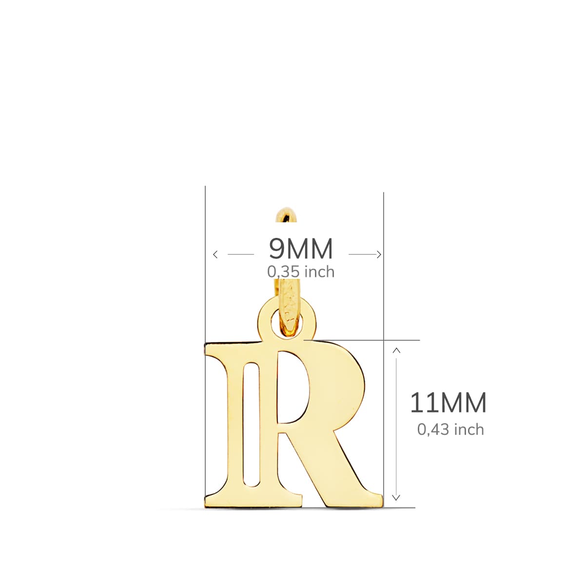 18K geelgouden hanger met initiële "r" 11X9 mm