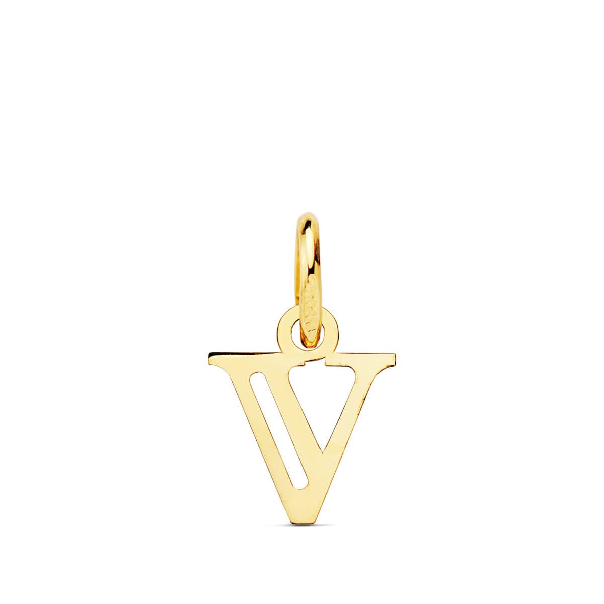 18K gult gull anheng Initial "v" 11X9 mm