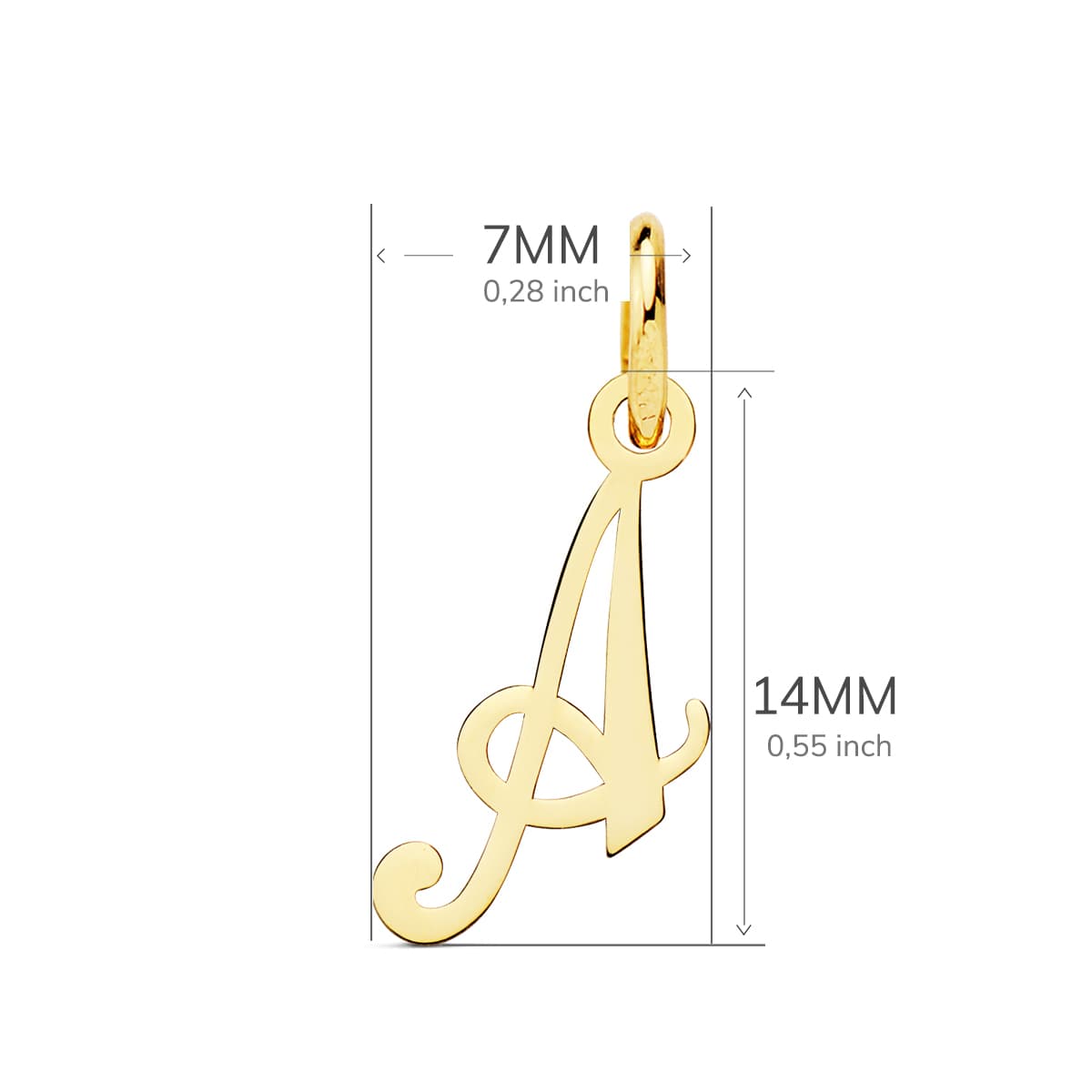 Pendentif Or Jaune 18K Initial "a" 14X7 mm