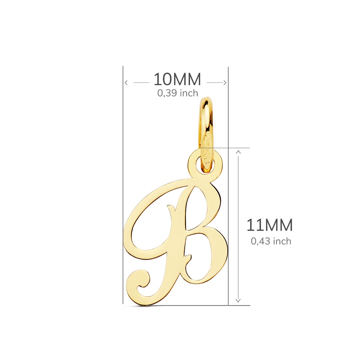 Pendentif Or Jaune 18K Initial "b" 11X10 mm
