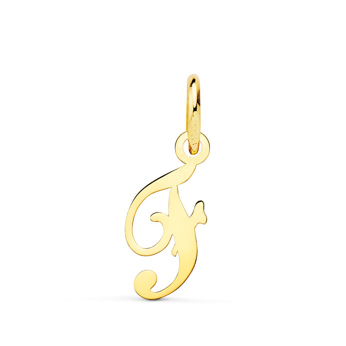 18K gult guld hängsmycke Initial "f" 14X9 mm
