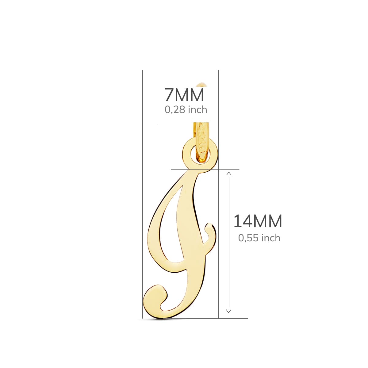Pendentif Or Jaune 18K Initial "i" 14X7 mm