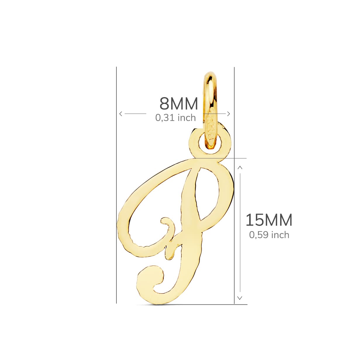 18K Gulguld Vedhæng Initial "p" 15X8 mm
