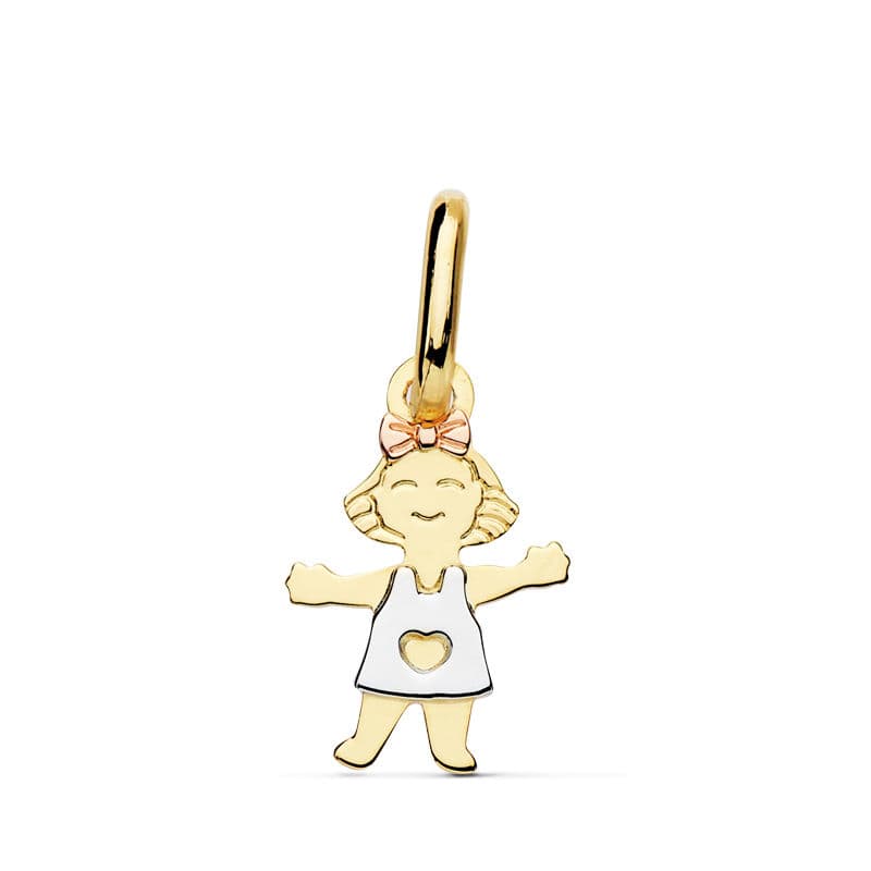 18K Tricolor Guldhänge Girl 17 X 12 mm
