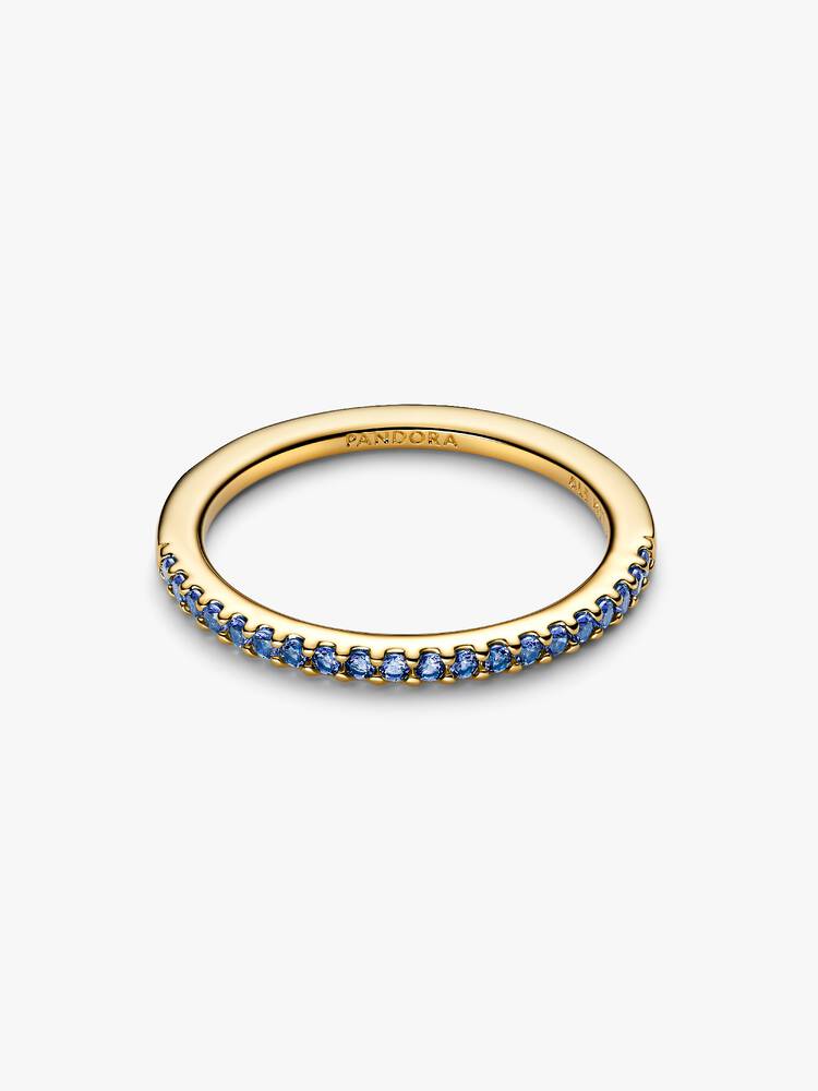 Bague Pandora - Anneau Demi-Éternité Bleu Scintillant Doré | 162999C02