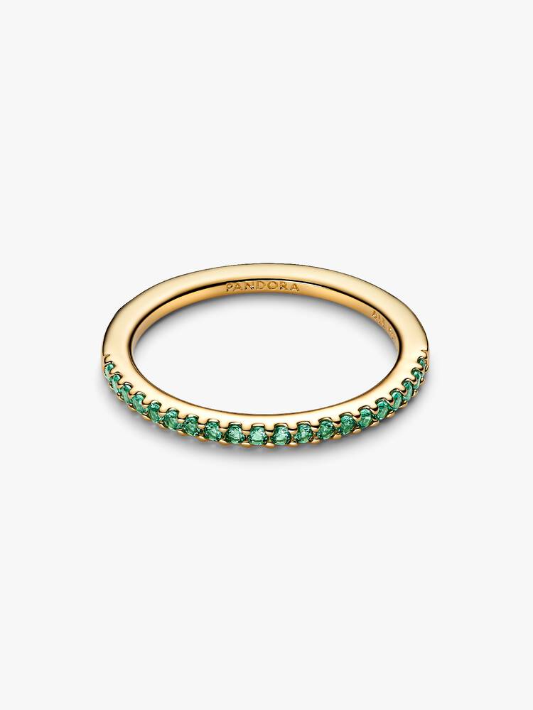 Bague Pandora - Anneau Demi-Éternité Vert Scintillant Doré | 162999C03