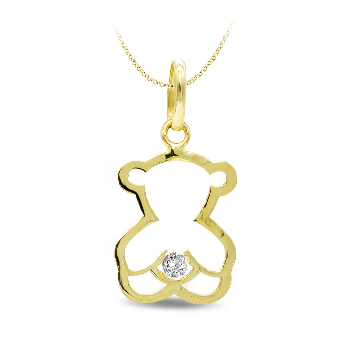 Pendentif Ours en Or Jaune 9K à Zircon Cubique