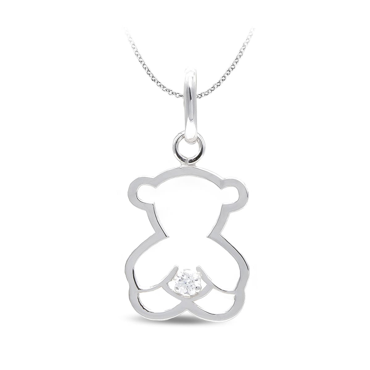18 K vitguld Zircon Bear halsband