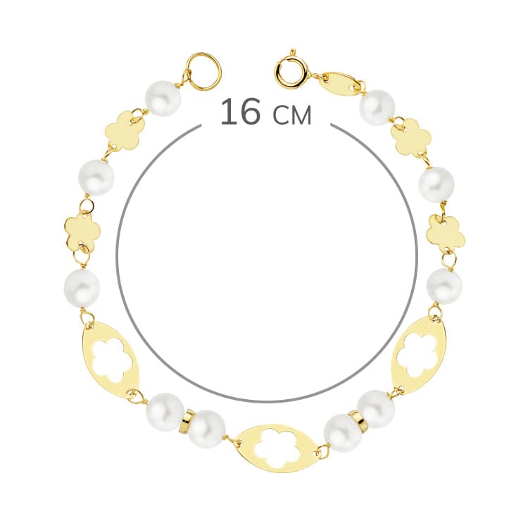 Pulseira de Comunhão Pérola em Ouro Amarelo 18K 55 mm 16 Cm