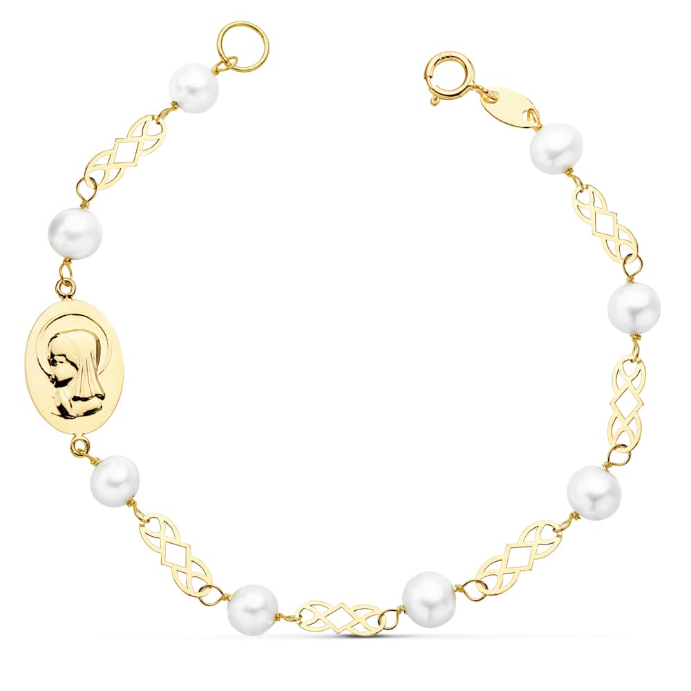 Bracelet de Communion Or Jaune 18K Perle 5 mm 165CM