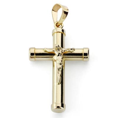 Croix Or Jaune 18K avec Christ Creux 24X15X3 mm