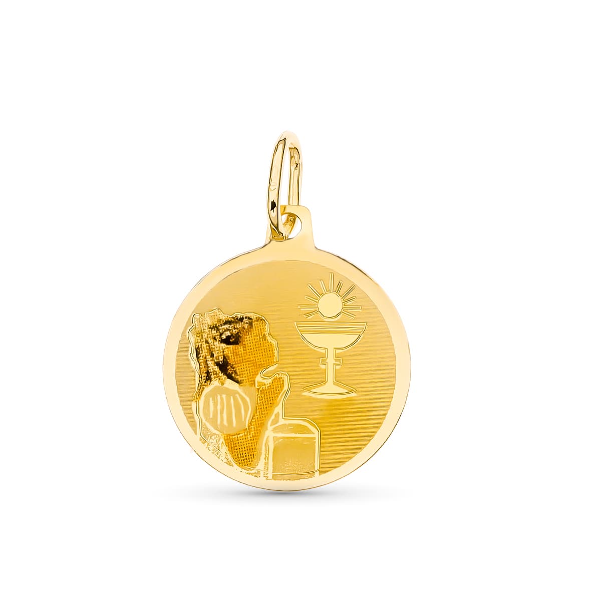 Médaille Fille Or Jaune 18K Émail 15 mm