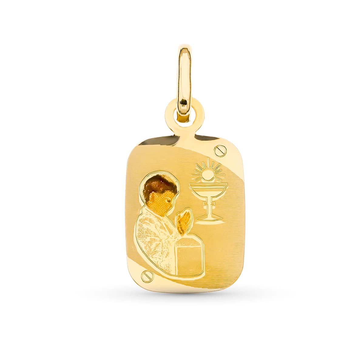 Medalha Chapelle Esmalte Ouro Amarelo 18K 20X12 mm