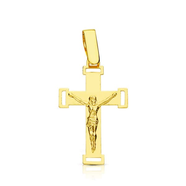 18K Yellow Gold Cross with Christ Open 22X13 mm