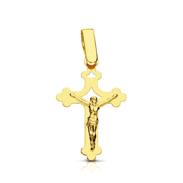 18K Gulguld Kors med Christ Laser Åbning 22X14 mm