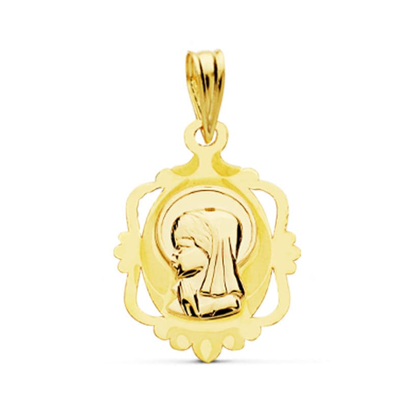 18K Gul Guld Medaljon Virgin Girl 20X14 mm