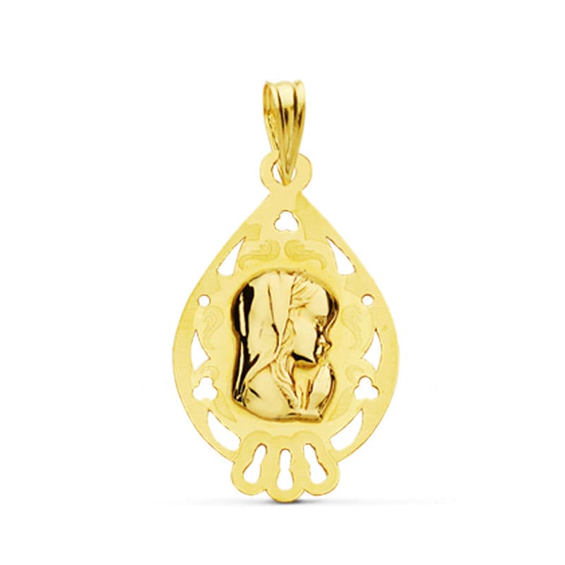 18K Guld Medalj Virgin Girl 22X13 mm
