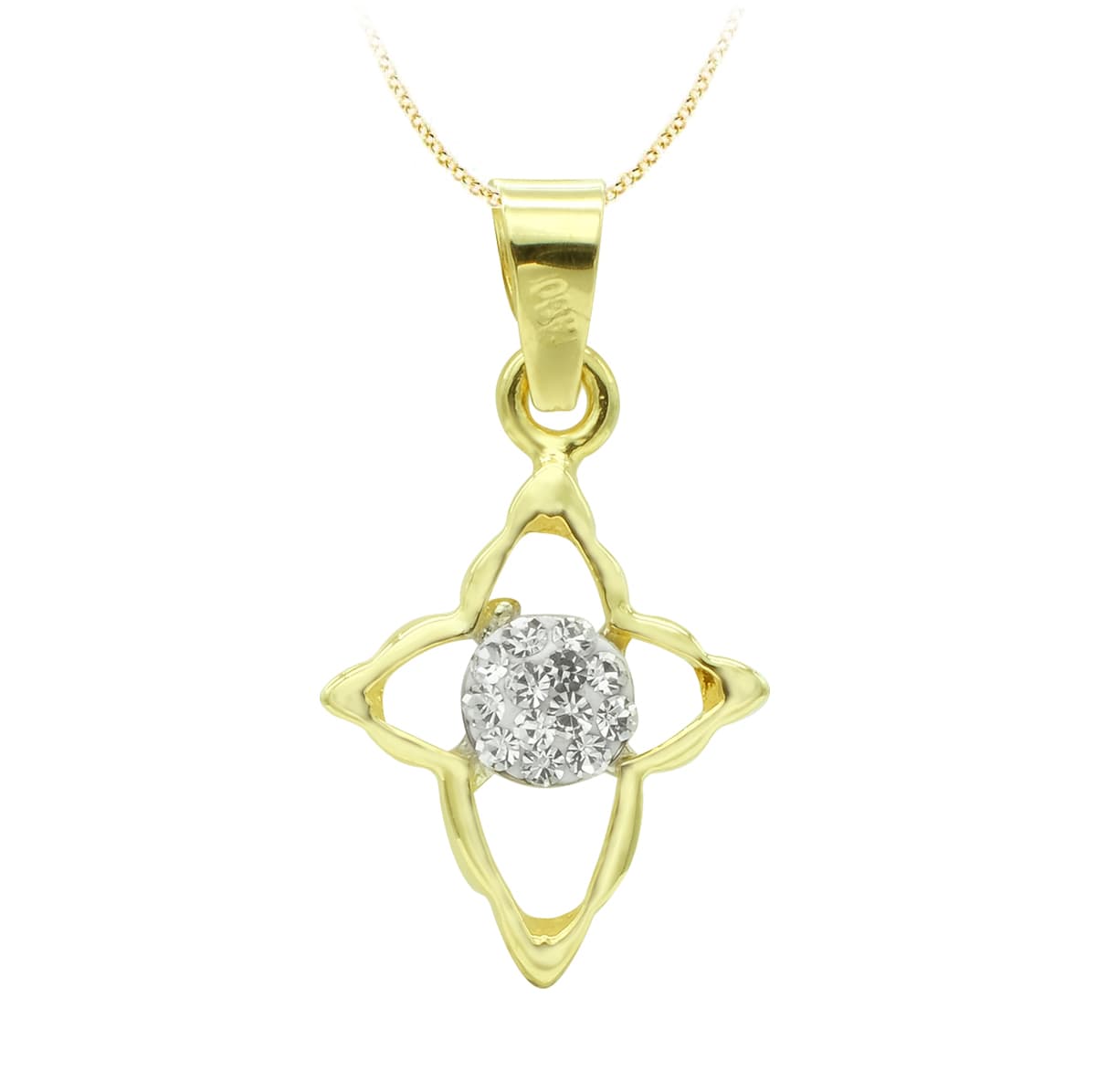 Cruce din zirconiu aur bicolor 18K 14X11 mm