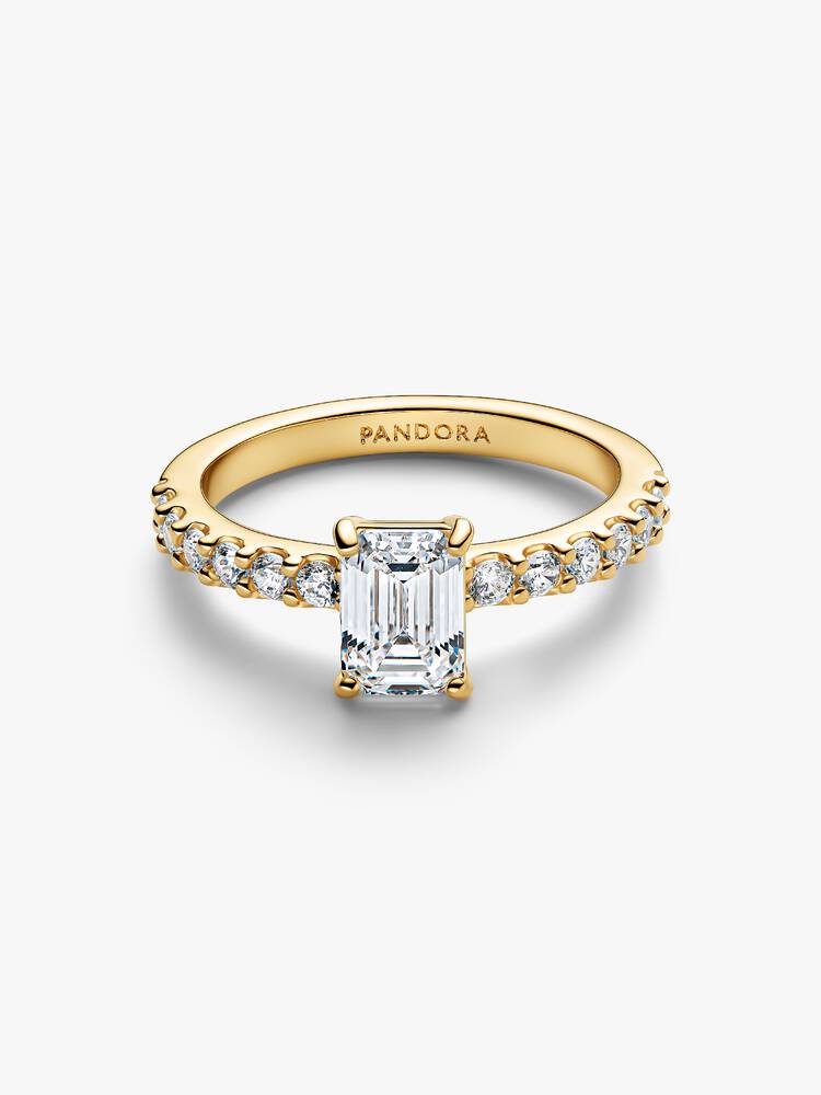 Pandora Yüzük - Altın Parlak Dikdörtgen Halo | 164506C01