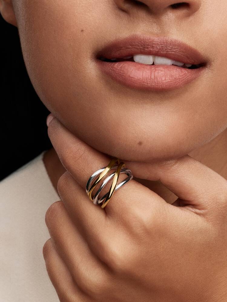 Bague Pandora - Anneaux Entrelacés Bimatière | 164673C00