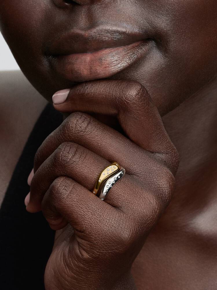 Ring Pandora - Stabelbare Bimateriale Organisk Form Ringe | 164674C01