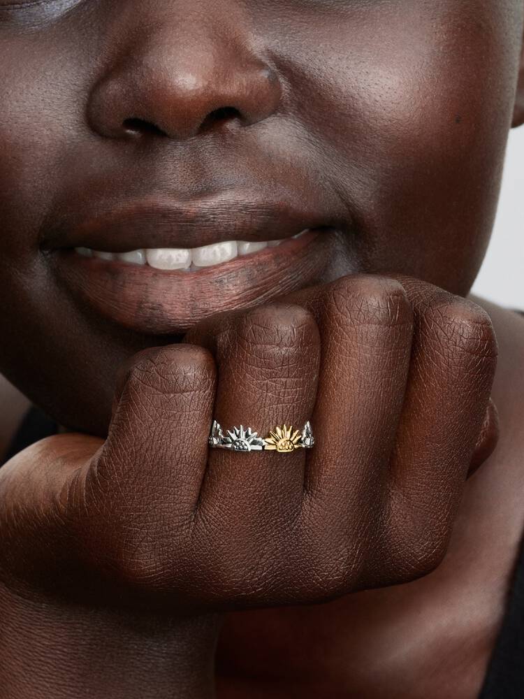 Ring Pandora - Bi-materiale Solsikker Half-Eternity Ring | 164702C00