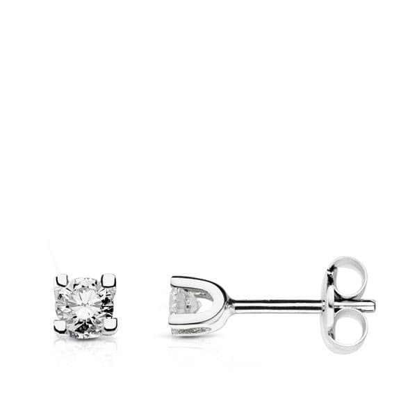 18K vitguldsörhängen med 2,5 mm briljantslipade diamanter Lab-set 0,120 Cts VS2-G Snap-stängning