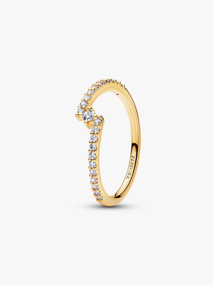 14-karätig vergoldeter Ring mit klarem Zirkonia