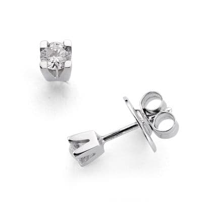 18K White Gold Earrings 2 Lab Diamonds 0.110 Cts VS2-G Snap Lock Size: 2.4MM