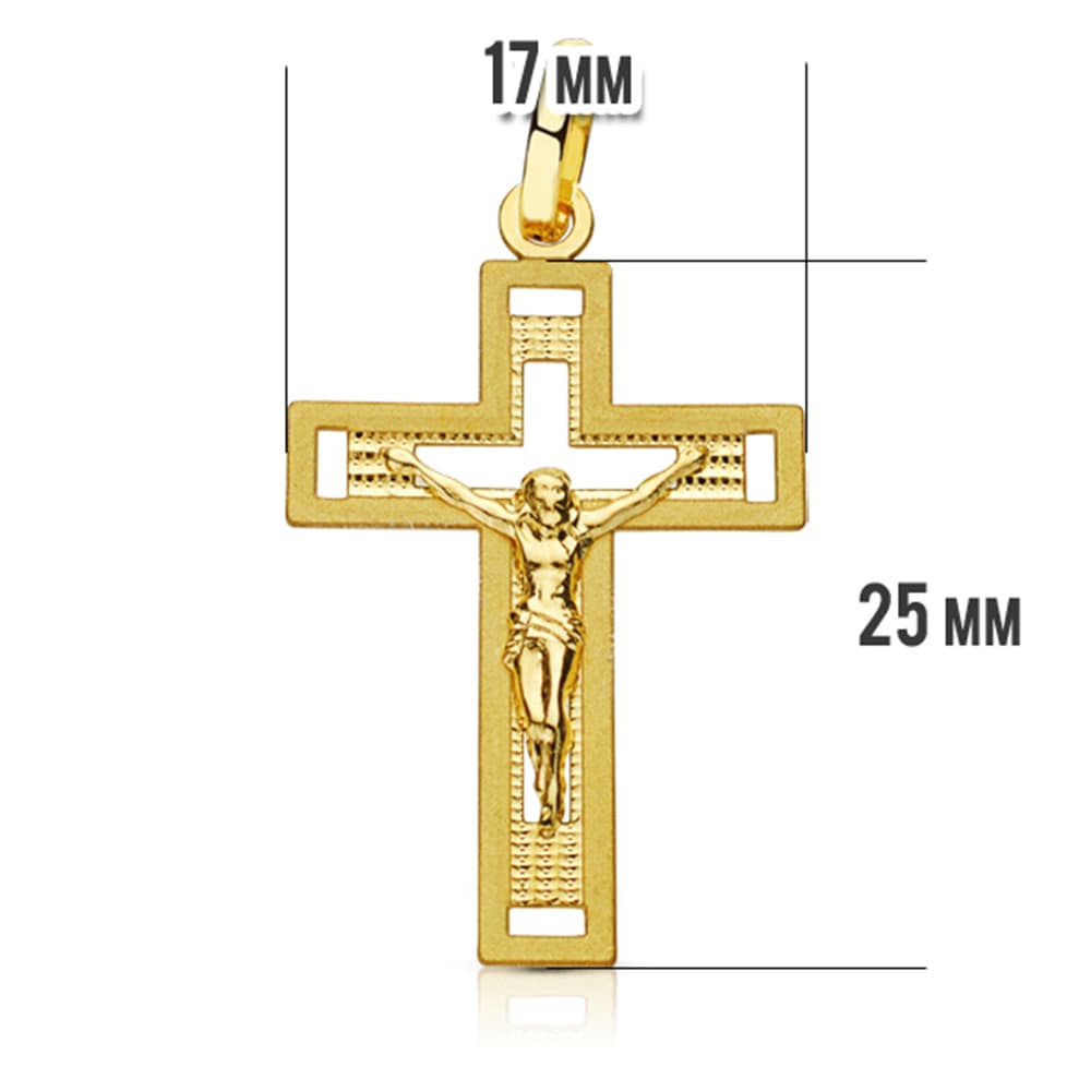 18K geelgouden kruis met gesneden Christus 28X17 mm